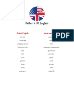 British vs American English word differences