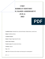 Csec Caribbean History School Based Assessment (S.B.A) 2023