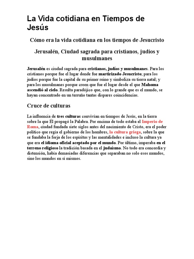 Vida Cotidiana en Tiempos de Jesús | PDF | Jesús | Sinagoga