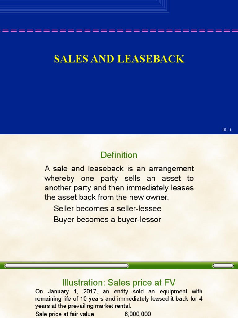 Lease 5 Sales And Leaseback Pdf Fair Value Present Value