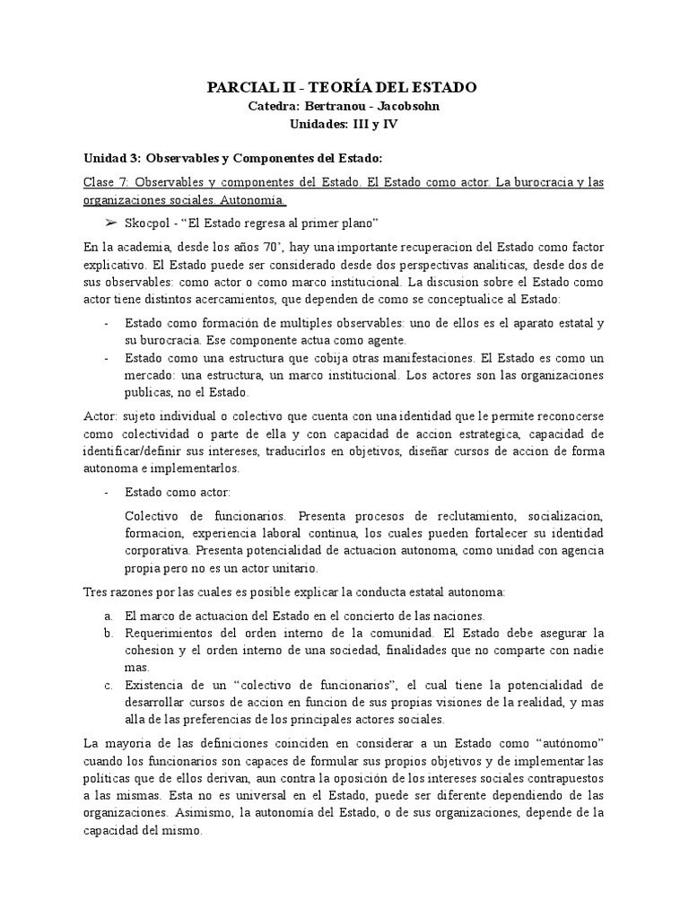 Parcial Ii Teoria Del Estado Pdf Estado Política Democracia
