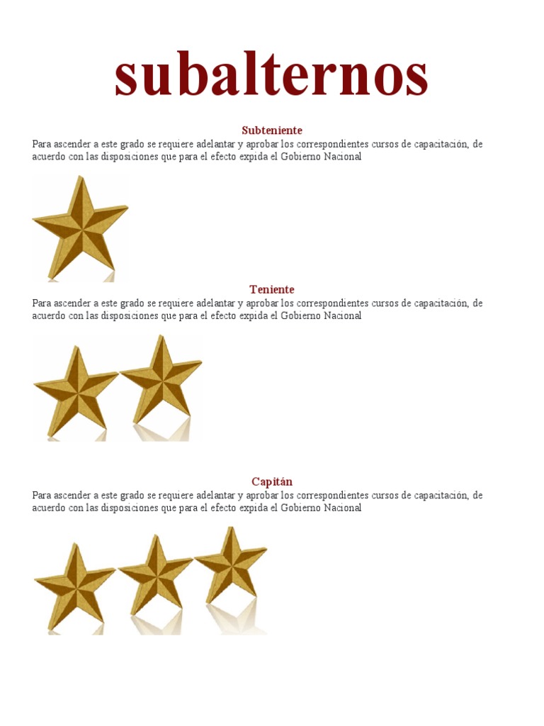 Subalternos | PDF | Oficial general | Corporal
