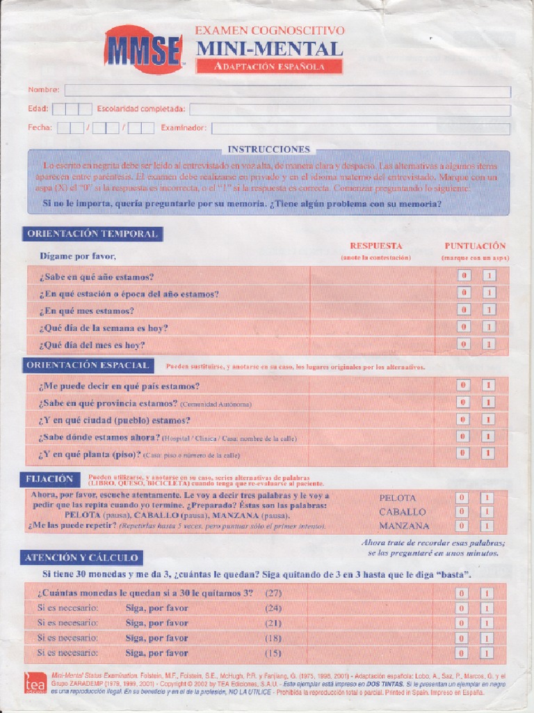 Mmse mini mental adaptaci n espa ola pdf