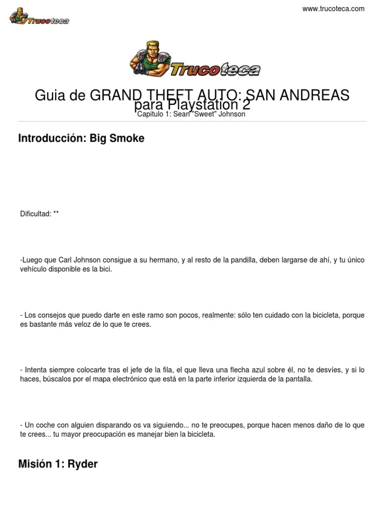 Guia Trucoteca Grand Theft Auto San Andreas Play Station 2