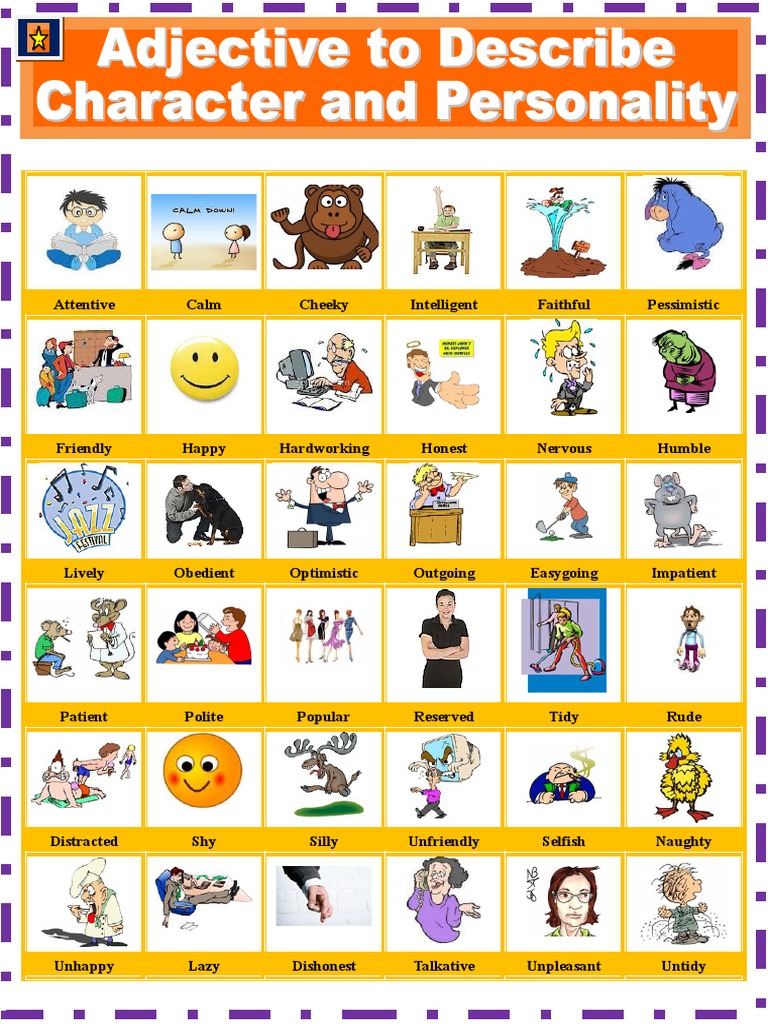 Adjective To Describe Personality and Character Picture Dictionaries