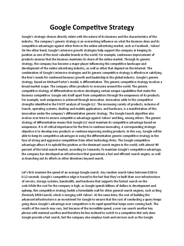 Google Competitve Strategy | PDF | Strategic Management | Competitive ...