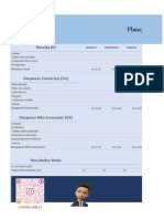 Planejamento financeiro mensal com receitas e despesas