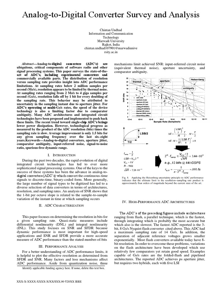 Research Paper Review | PDF | Analog To Digital Converter | Sampling ...