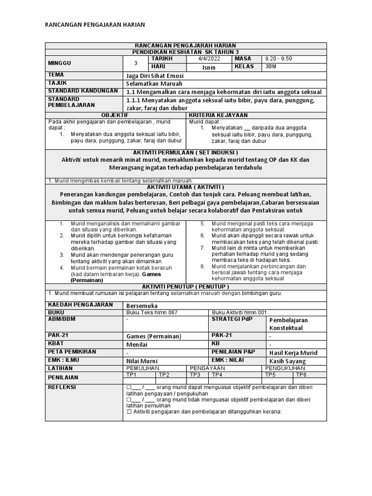 RPH Minggu 3 | PDF