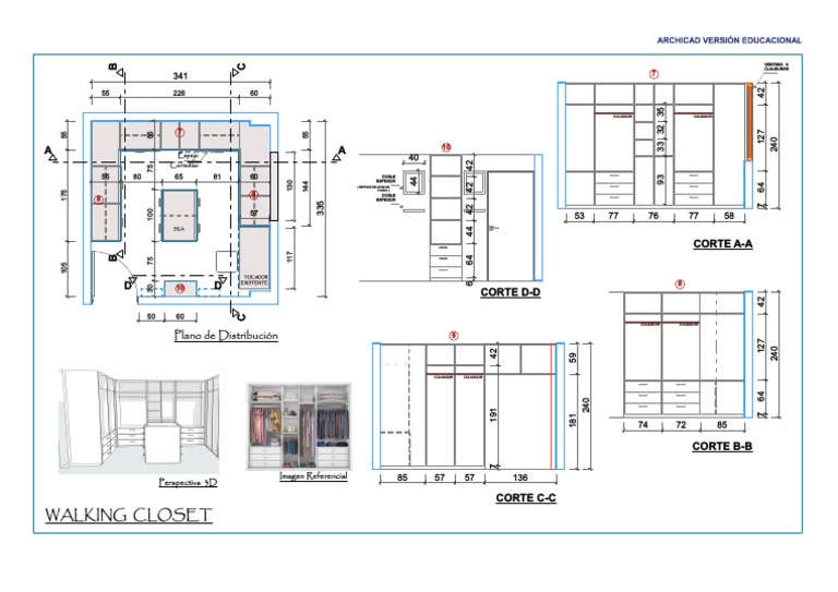 Medidas y Planos de Walking Closet | PDF