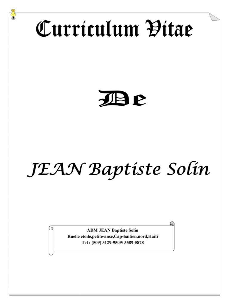 Modèle de CV Haïtien de Jean-Baptiste | PDF
