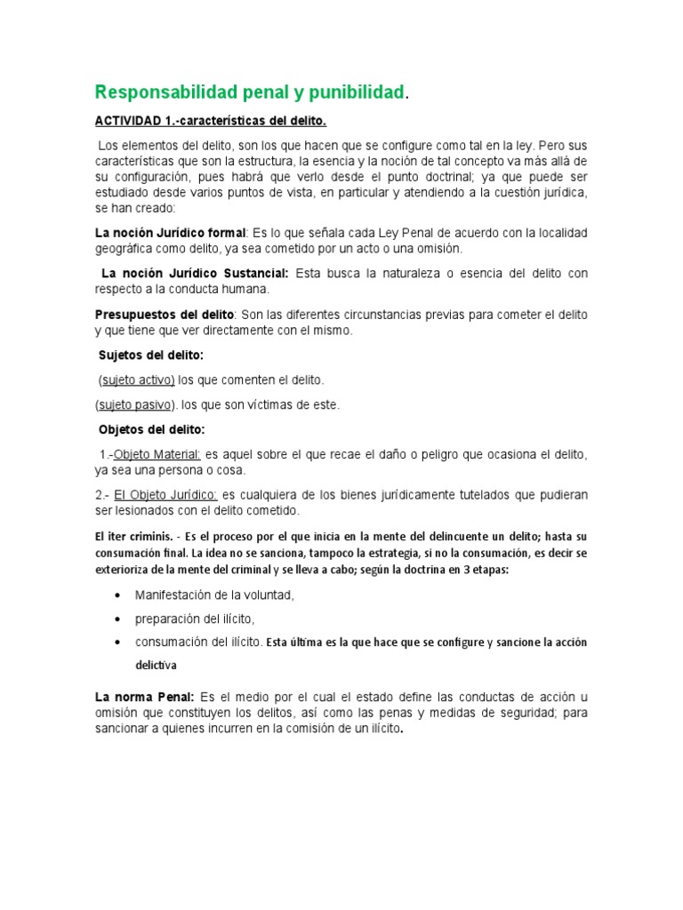 Responsabilidad Penal y Punibilidad | PDF | Robo | Derecho penal