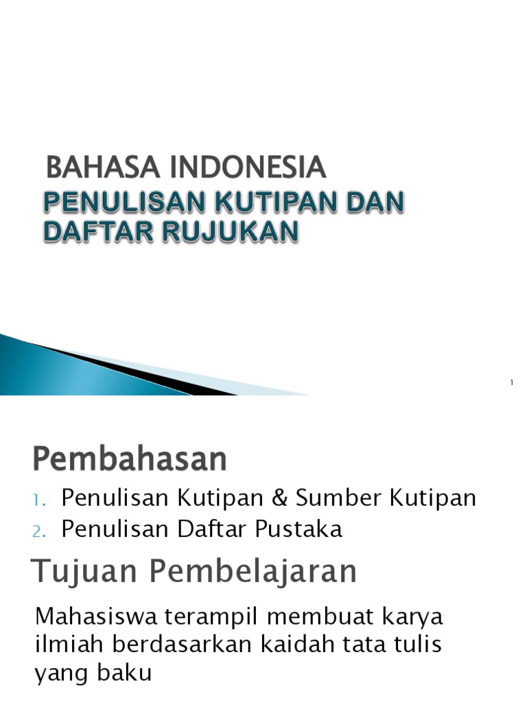 Panduan Penulisan Kutipan dan Daftar Pustaka | PDF