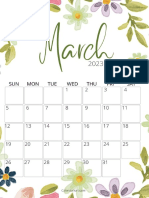 Floral March Calendar 2023