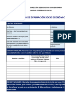 Ficha de Evaluación Socio Económica: Dirección de Bienestar Universitario Unidad de Servicio Social