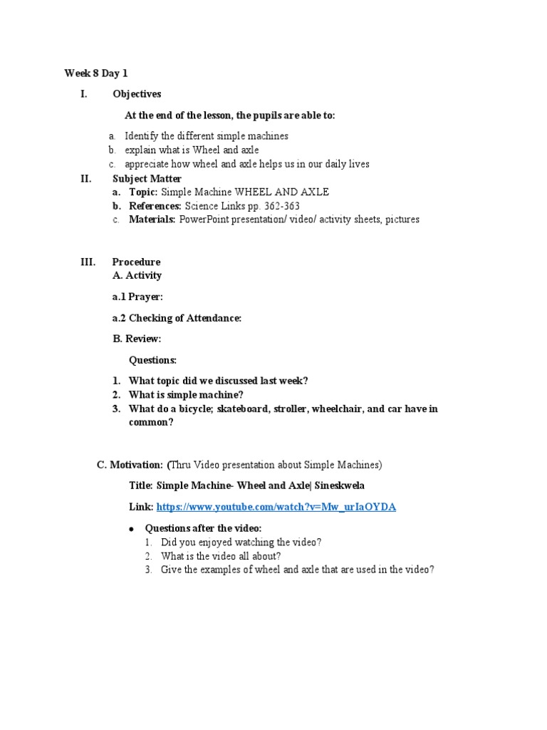 Week 8 Day 1 Pdf Wheel Machines