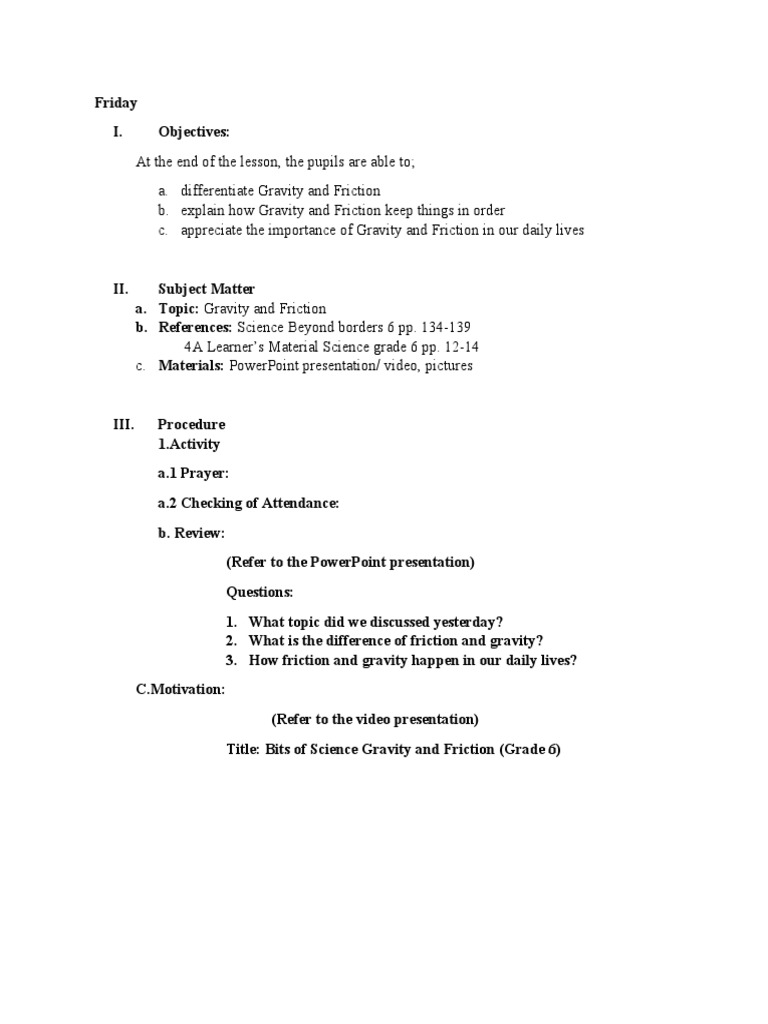 Gravity and Friction for Grade 6 | PDF | Gravity | Friction