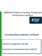 Additional Topics in Costing, Pricing and Performance Analysis