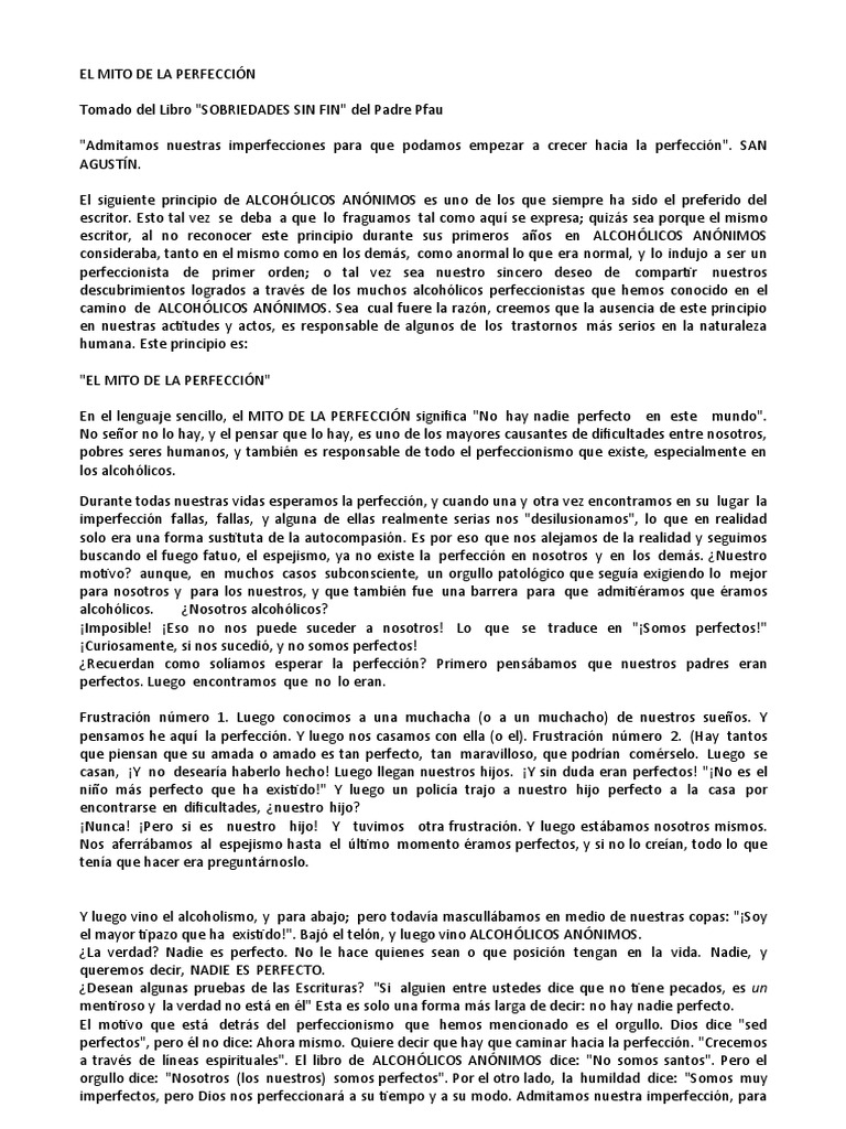El Mito de La Perfección | PDF | Pecado | Oración