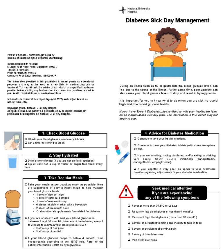 Diabetes Sick Day Management High and Low Blood Glucose Levels PDF
