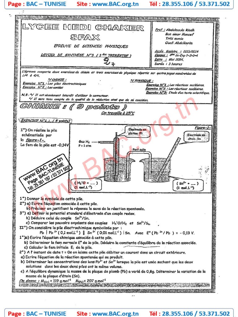 Sujet2-Bac Sciences Expérimentales | PDF