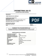 Cipermetrina 200 Ce: Ficha Técnica