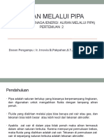 Kehilangan Tenaga /energi Aliran Melalui Pipa) Pertemuan 2