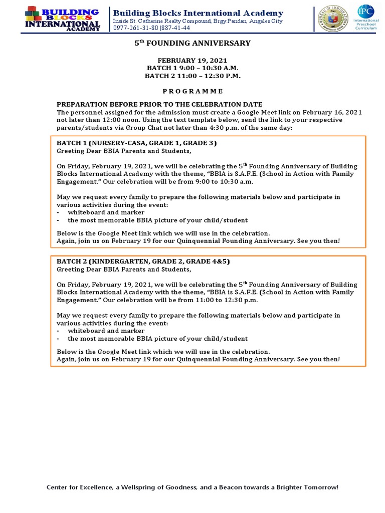 Celebrating Excellence Building Blocks International Academy's 5th