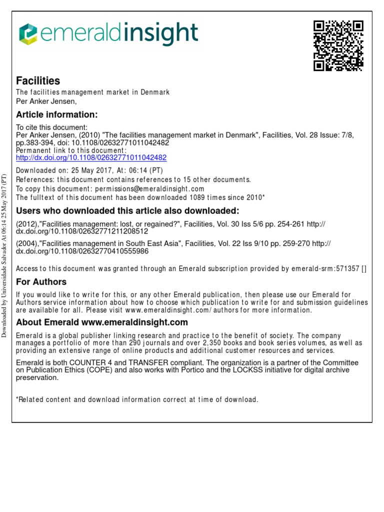 08 Per Anker Jensen, (2010) The Facilities Management Market in Denmark PDF Turnover