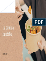 Presentación Comida Saludable Moderna Con Fotografía en Color Beis, Blanco y Verde