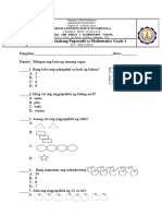 Grade 1 - Mathematics - 1ST PERIODICAL TEST 2018 TAGALOG