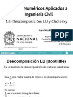 Métodos Numéricos: Descomposición LU y Cholesky