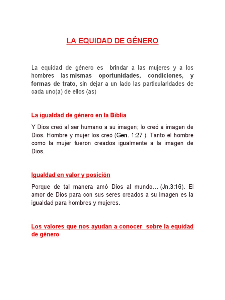 Equidad de Género según la Biblia | PDF