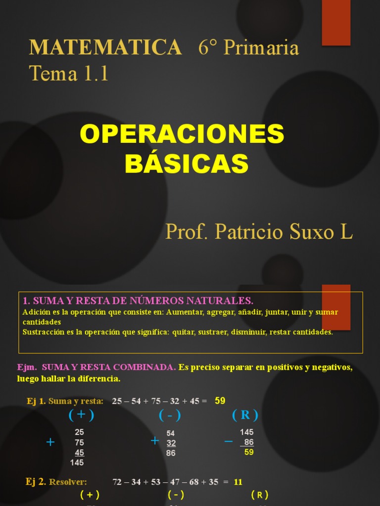 T 1.1 - Operaciones Básicas | PDF | Sustracción | Multiplicación