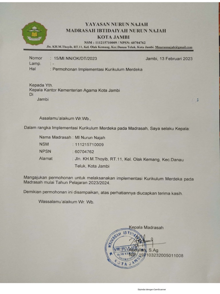 Permohonan Kurikulum Merdeka Pdf