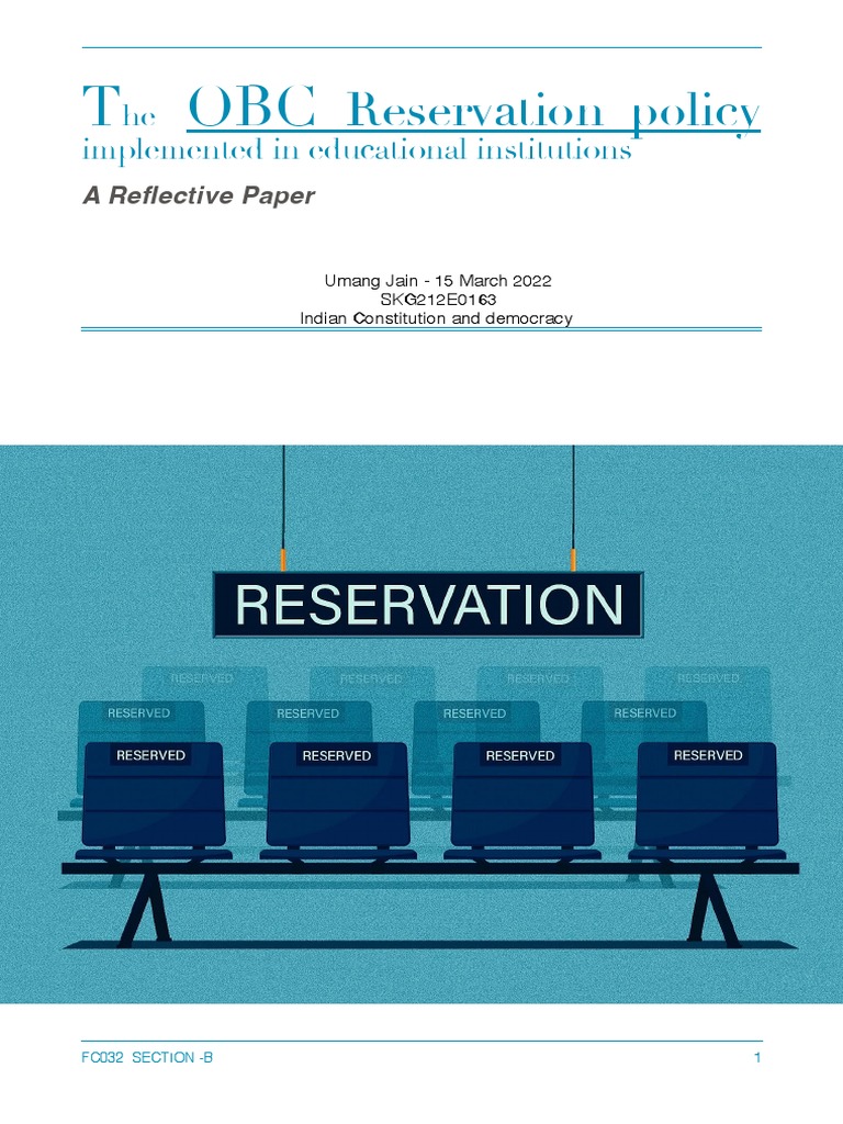 The OBC Reservation Policy PDF Social Inequality Discrimination