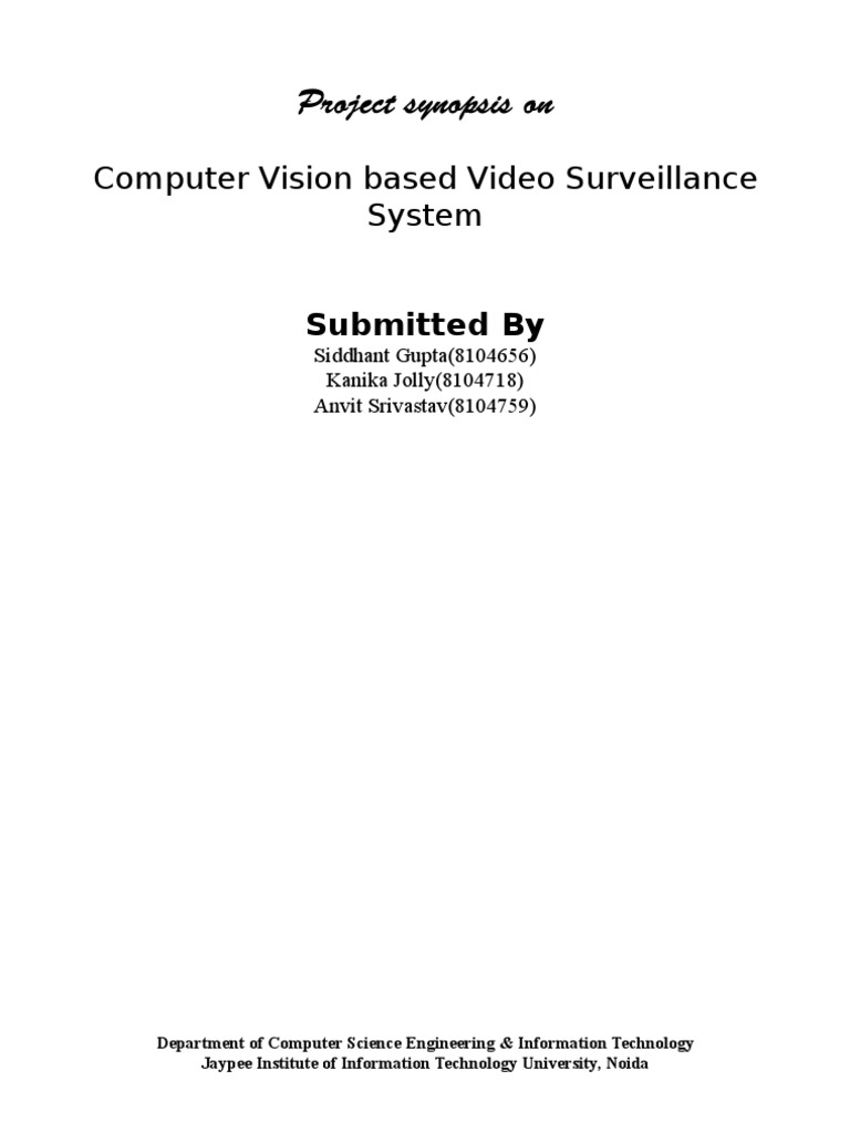 Computer Vision Video Surveillance System | PDF
