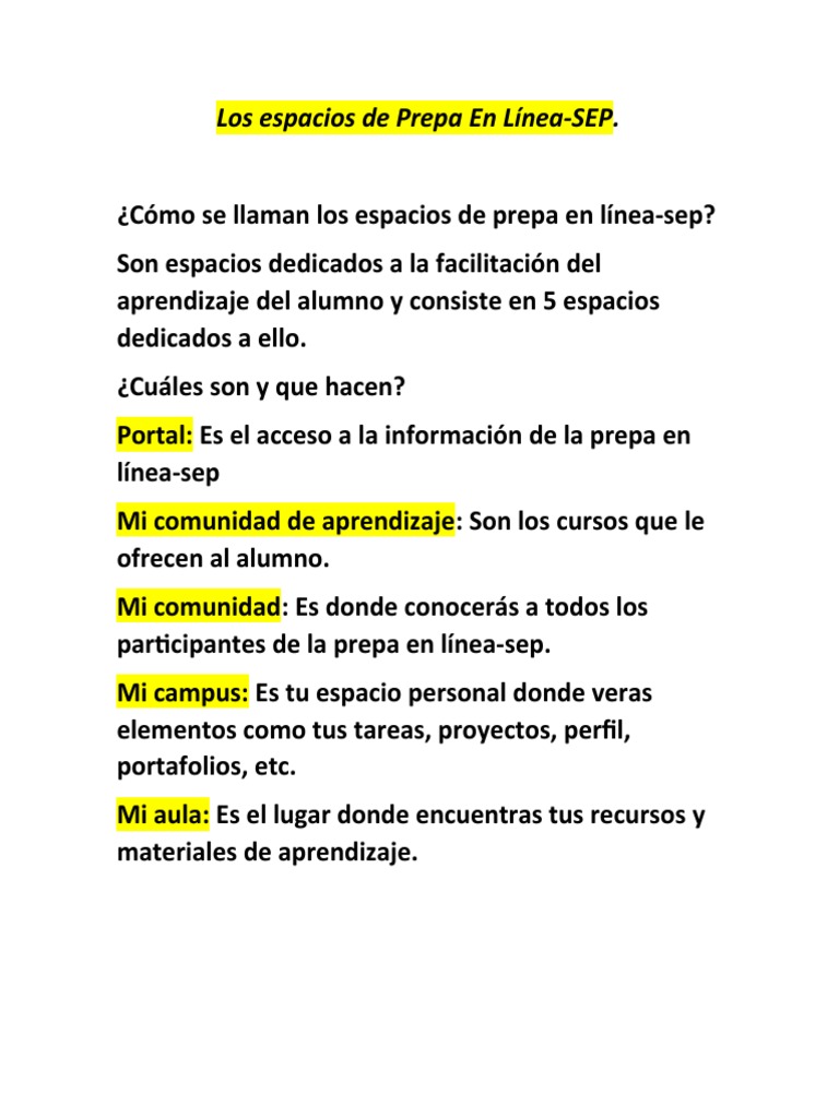 Espacios de Prepa En Línea-SEP | PDF | Crecimiento personal y profesional