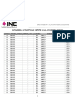 Catalogos A Nivel Entidad, Distrito Local, Municipio Y Seccion