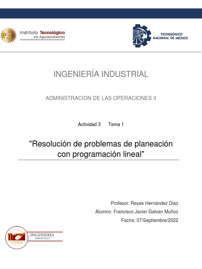 Resolución De Problemas De Planeación Con Programación Lineal Pdf Yogur