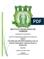 Instituto Tecnológico de Torreón: Ingeniería en Agronomía Cultivos Forrajeros de Importancia Regional Unidad 2 Ensayo