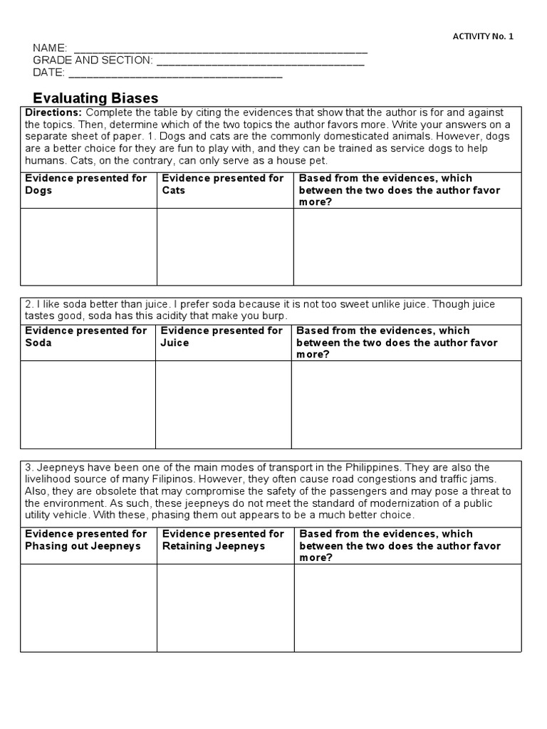 Evaluating Bias Eglish 8 Q3 | PDF