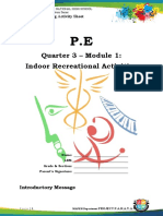 Quarter 3 - Module 1: Indoor Recreational Activities: Learning Activity Sheet