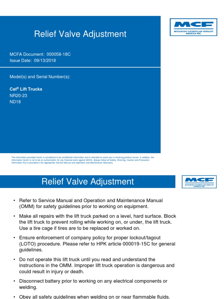 Relief Valve Adjustment PDF Valve Equipment