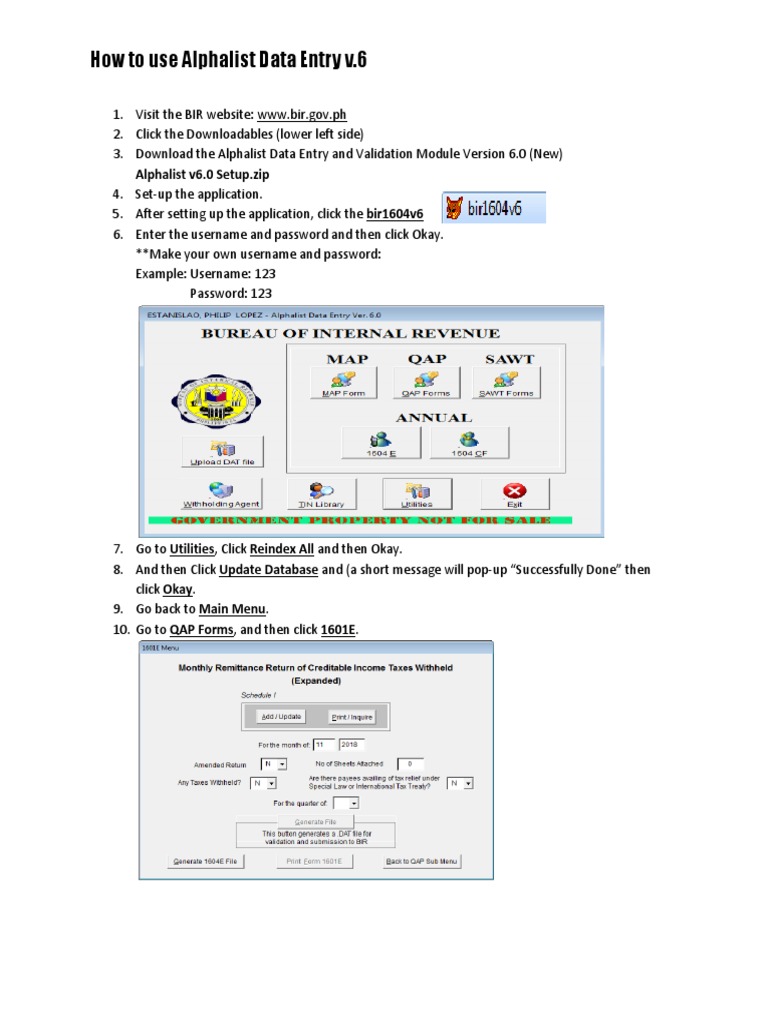 How To Use Alphalist Data Entry (v.6) | PDF