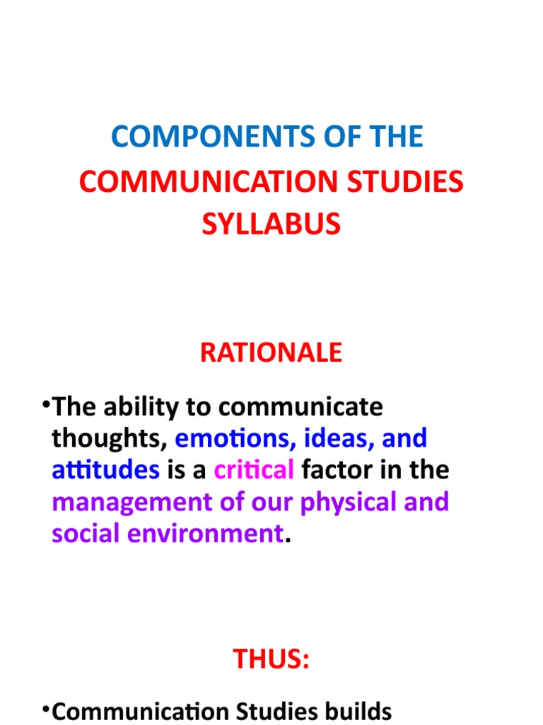 Components of The Syllabus PDF Communication Reading Comprehension
