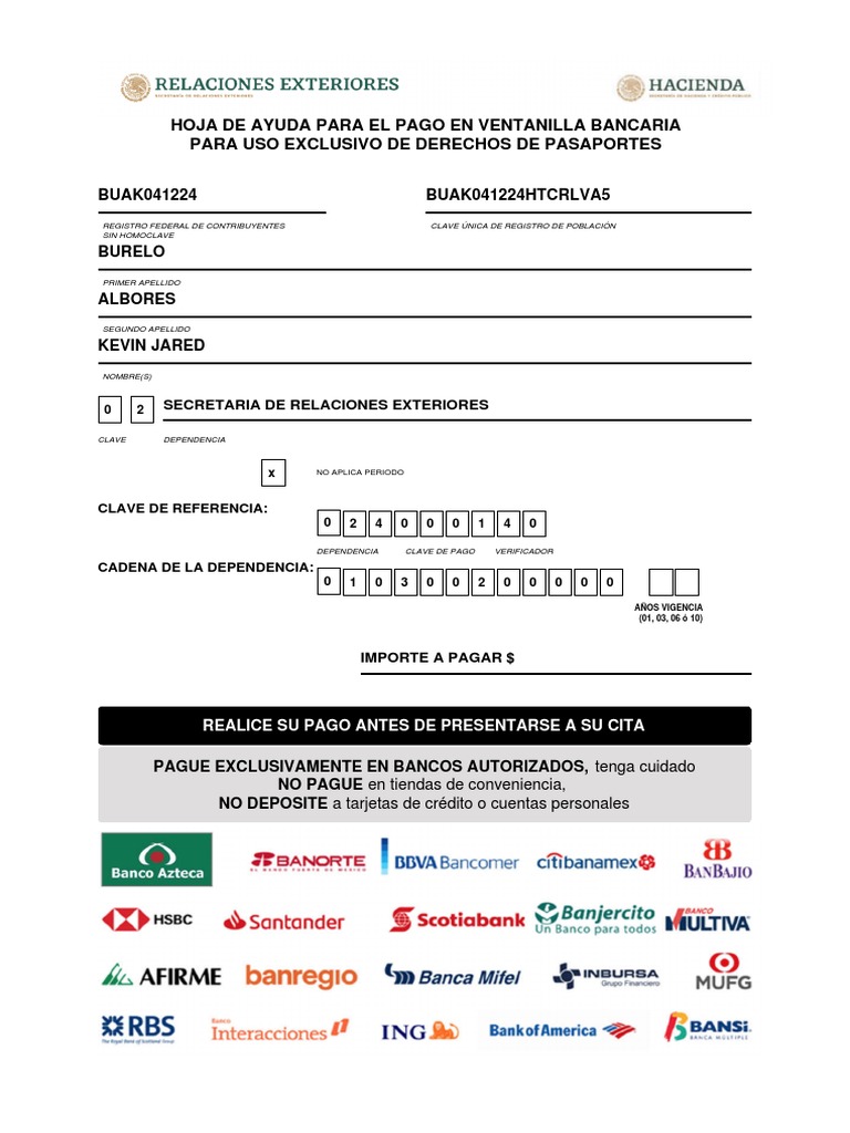 Pago Pasaporte PDF