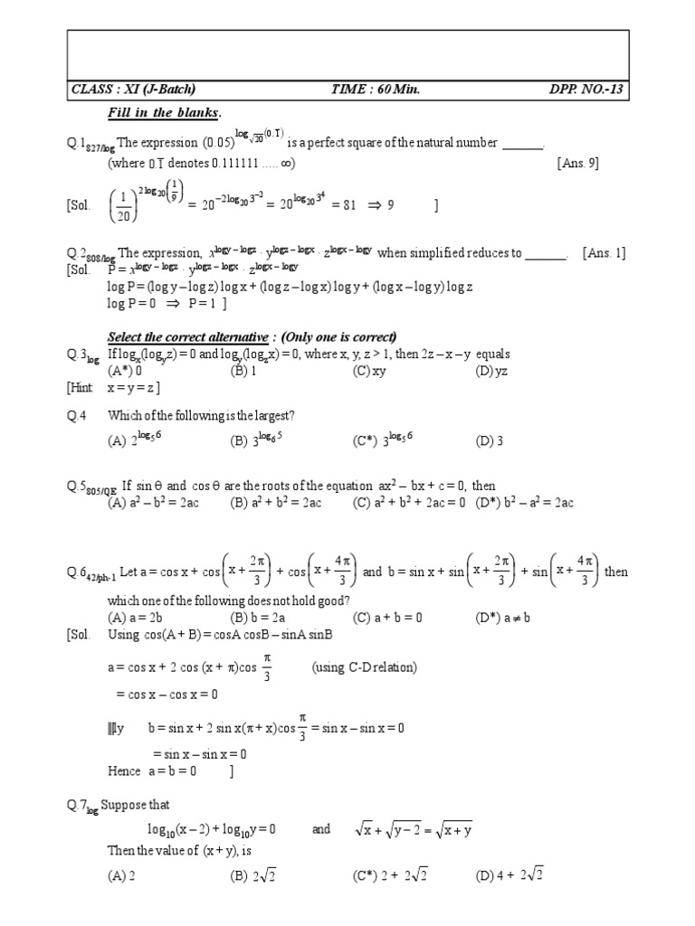 dpp-13-15-11th-j-batch-maths-pdf-trigonometric-functions-logarithm