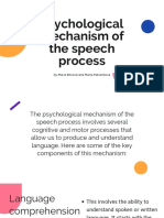 Psychological Mechanism of The Speech Process