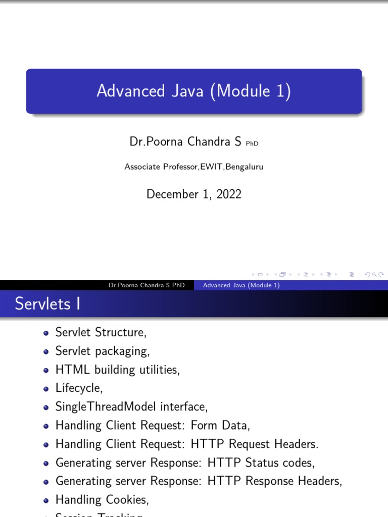 Advanced Java (Module 1) : DR - Poorna Chandra S | PDF | Java ...